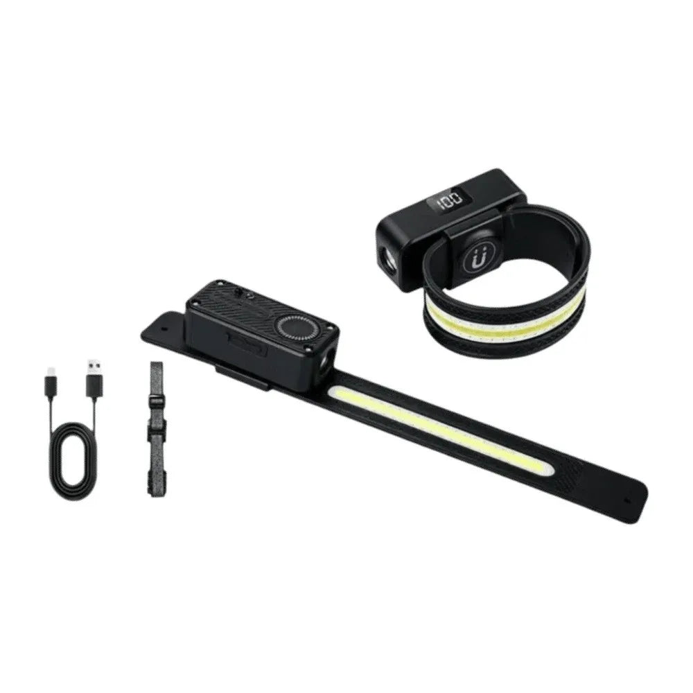 COB Floodlight Outdoor Camping Headlamp Magnetic Suction Motion Sensor Headlamp 2-in-1 Wearable Hand Wave Induction Headlamp Vue Black