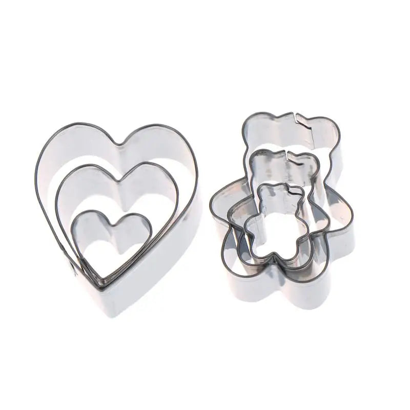 Heart and Flower Cookie Cutters 3 Size Stainless Steel Fondant Molds Set for Cake Decorating Creative Baking Vue