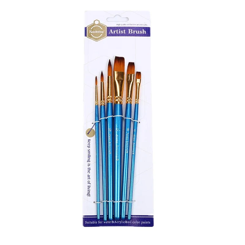 Professional Face Body Art Brush Nylon Artist Brush for Painting Acrylic Oil Watercolor Gouache Vue HS6-BLUE China Mainland