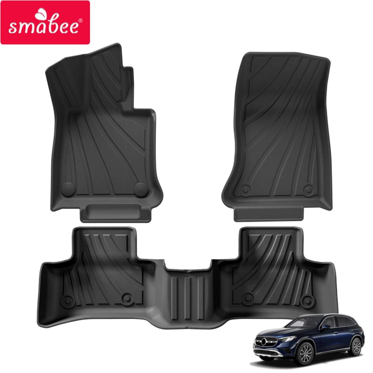 Smabee Left Drive for Benz GLC SUV 2023-2026 (Not for Coupe & PHEV (350e)) 5seat TPE 3D Car Floor Mats Trunk Pad Accessoreis Vue