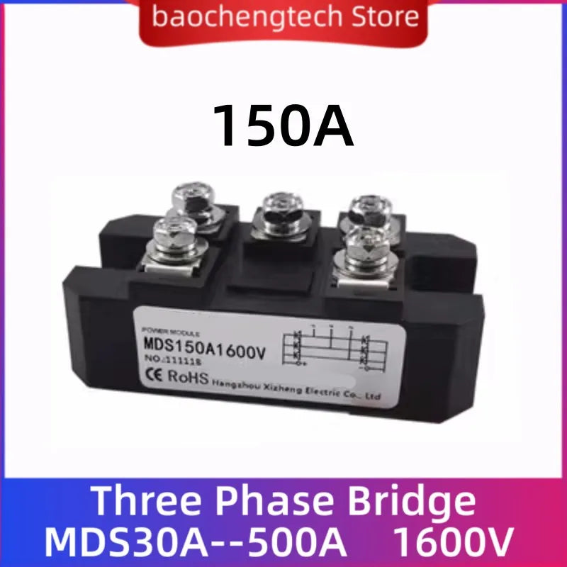 MDS60 30A 75A 90A 100A 120A 150A Three-phase Rectifier Module MDS100-16 AC/DC 50A 1600V 3-Phase Diode Bridge Rectifier module Vue MDS150A