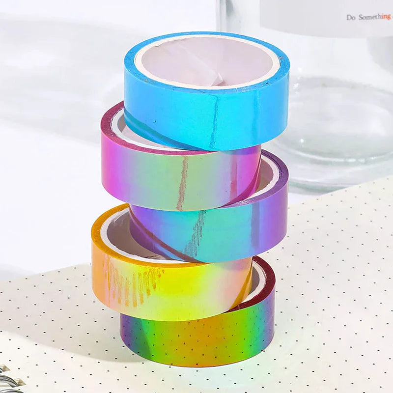 500cm Holographic RG Prismatic Glitter Tape Hoops Stick Rhythmic Gymnastics Ring Decoration Fitness Equipment DIY Scrapbooking Vue