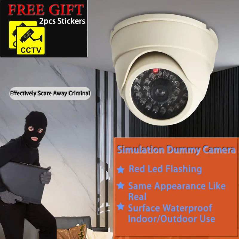 Creative Dome Dummy Camera Flashing Led Plastic Fake Conch Camera AA Battery Simulation CCTV Surveillance Security System Vue