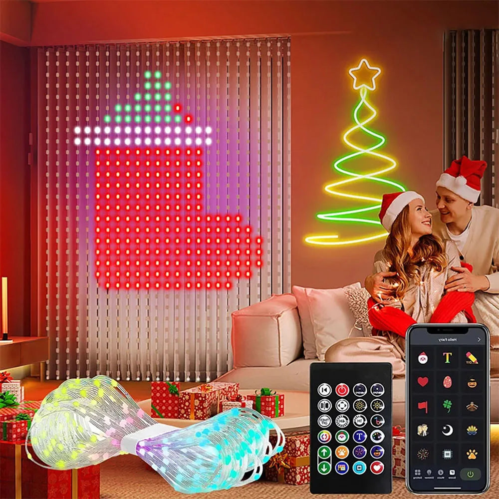 Smart Curtain & String Light App Control Compatible with Google Assistant and Amazon Alexa for Bedroom Window Decor String Light Vue USB 400LEDs 3M X 3M