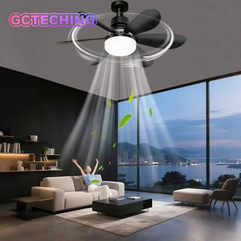 Ceiling Fan with Light E27 52CM Fan Light with Remote Control Super Quiet Socket Ceiling Fan for Bedroom Kitchen Home Lighting Vue
