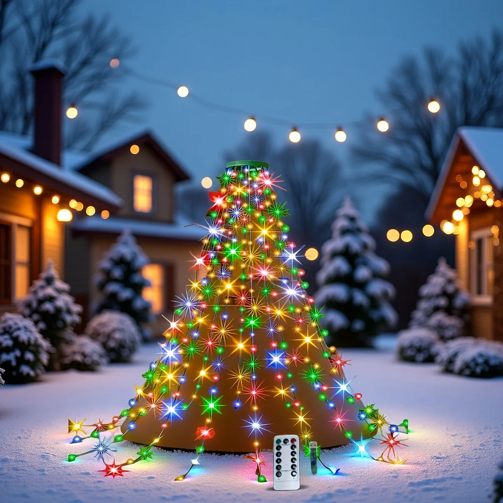 Christmas Tree Waterfall Lights-400/320High-Brightness LEDsUSB&Remote Control,8Lighting Modes Indoor/Outdoor Christmas TreeDeco Vue