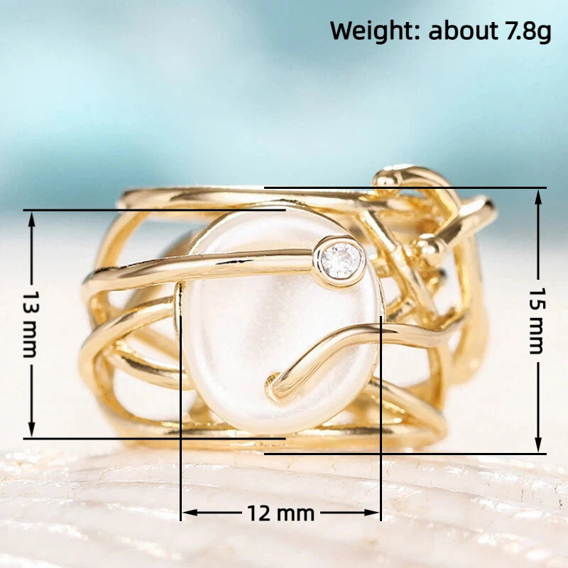 Huitan Cross Ring with Imitation Pearl & Cubic Zirconia | Women Fashion Ring Vue