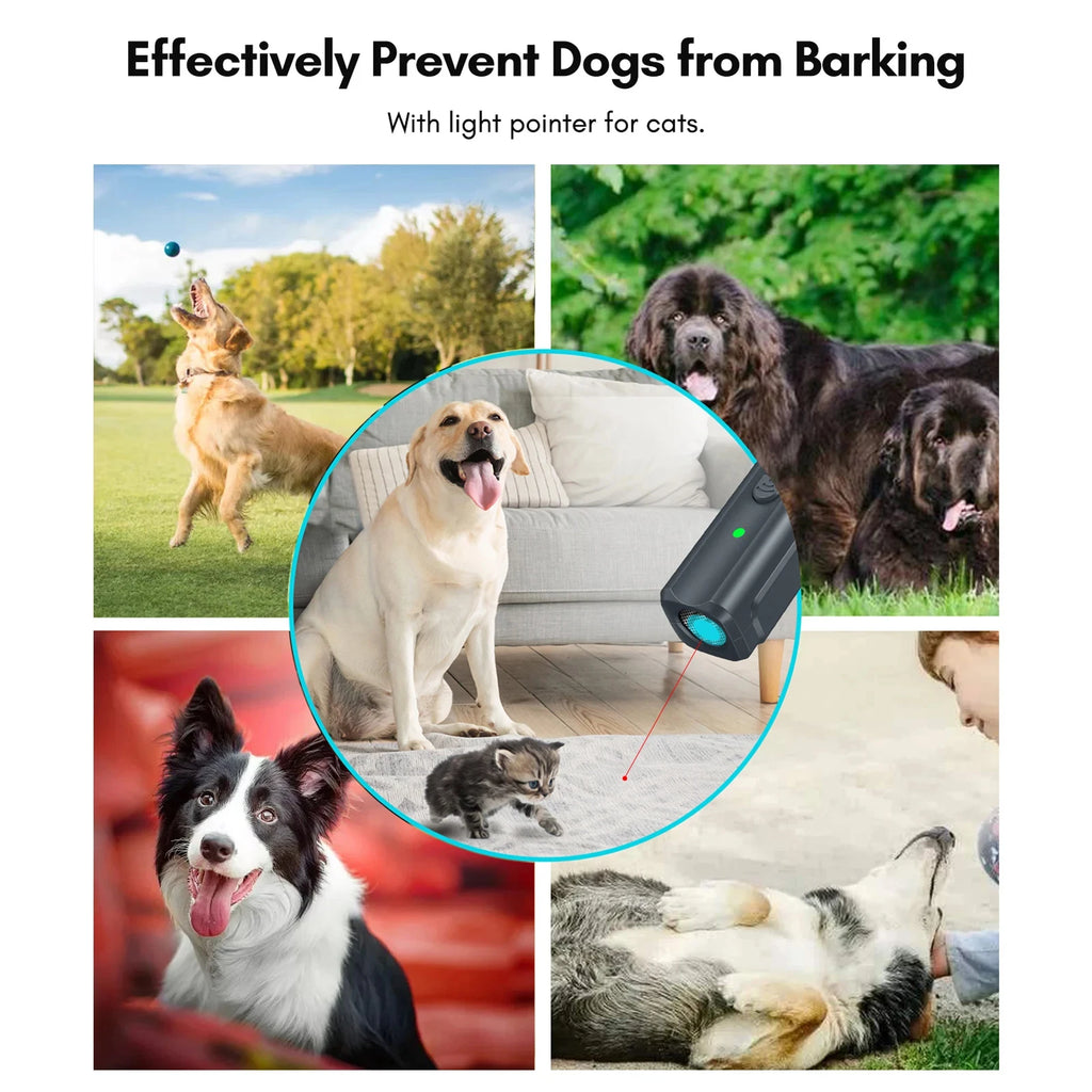 Ultrasonic Dog Repeller USB Rechargeable Dog Drive Device Portable Dog Trainer Anti Barking Device with LED Indicator Lanyard Vue