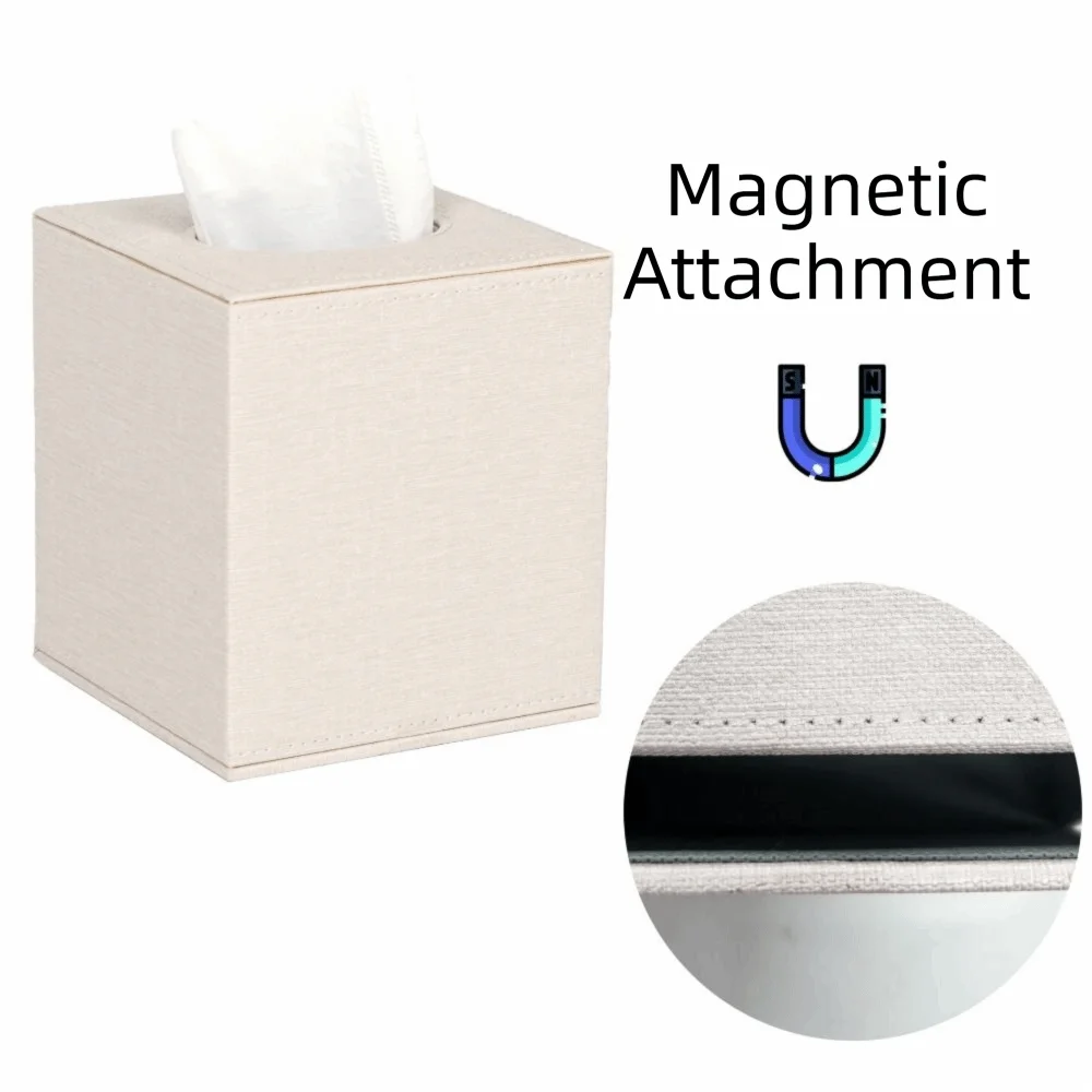 Cube Design Light Luxury Tissue Box Elegant Magnetic Bottom Square Tissue Holder Luxury Stylish Decorative Napkin Holder Desktop Vue