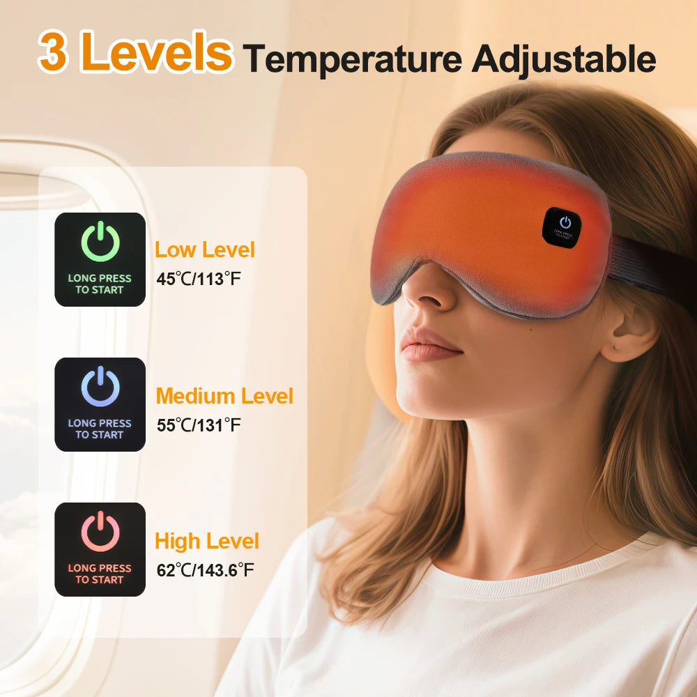 Heated Eye Mask | 3-Speed Warm Compress, Light Blocking Heated Eye Mask Vue