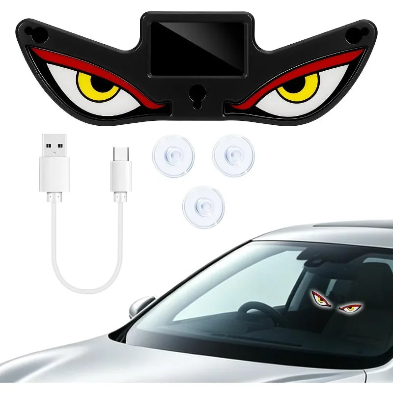 Solar Devil Eyes Car LED Ambient Light Wireless No Drill Demon Eye Warning Lights for Cars SUVs Trucks Windshield & Rear Window Vue
