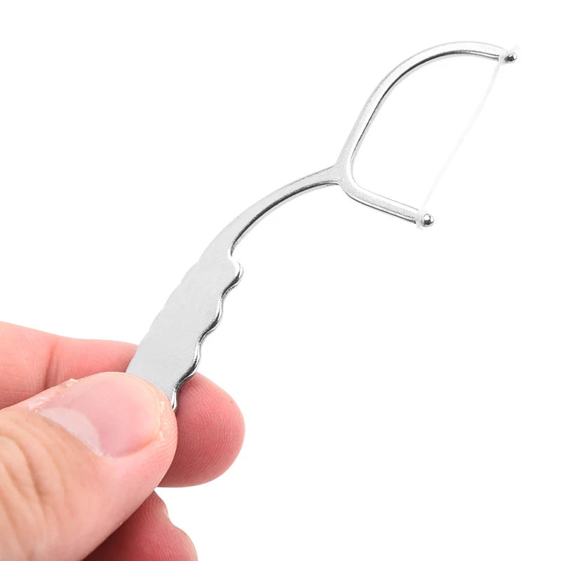 Portable Toothpick Floss Teeth Cleaner Stainless Steel Toothpick Set Tooth Flossing Reusable Toothpicks Oral Cleaning Tools Vue