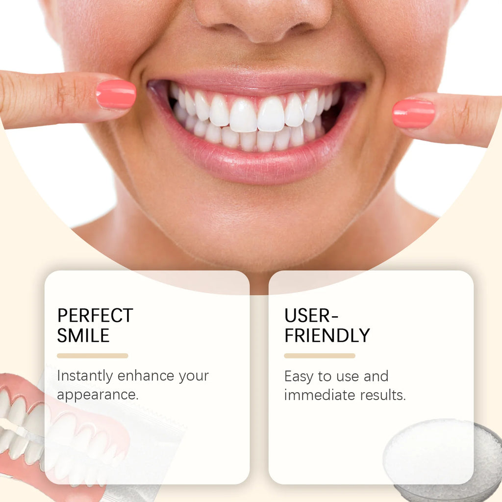 Over Gums Soft Silicone Dentures Full Set - enhances dental aesthetics, improves smile, denture care set Vue