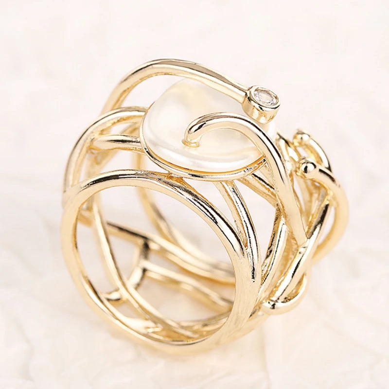Huitan Cross Ring with Imitation Pearl & Cubic Zirconia | Women Fashion Ring Vue