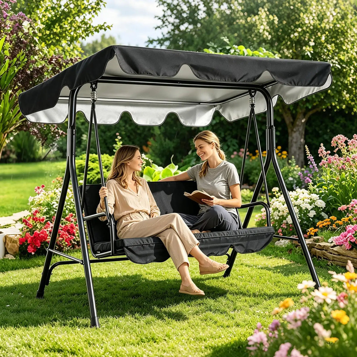 Swing Canopy Replacement Waterproof Windproof Sun Shade Garden Swing Seat Canopy Cover for Outdoor Yard Patio Porch Pathway Vue