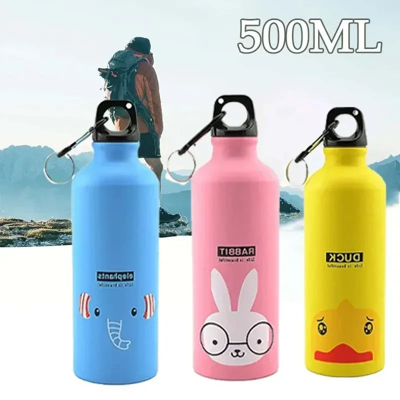 500ML Cartoon Aluminum Water Bottle Cute Animal Print Stainless Steel Water Bottle with Lid Insulated Mug Coffee Mug Vue