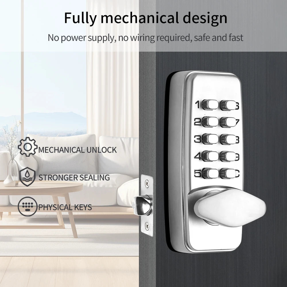 Mechanical Combination Lock Anti Theft 11 Code Lock Keyless for Bidirectional Gate Wooden Door Office Use Entry Door Handle Lock Vue
