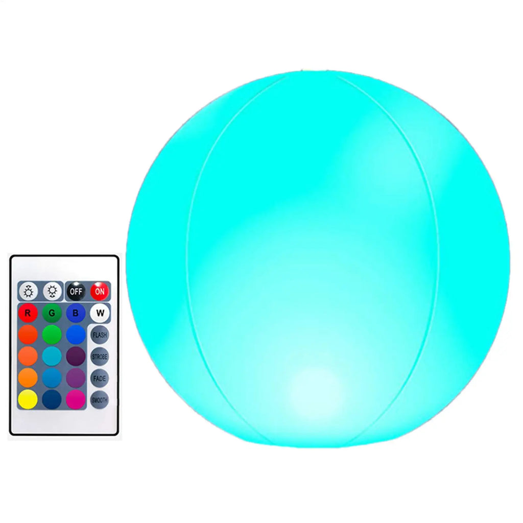 16 Color LED Beach Ball, 4 Adjustable Light Modes Inflatable Glow Ball, Flashing Swimming Pool Toy for Kids Adults Party Vue