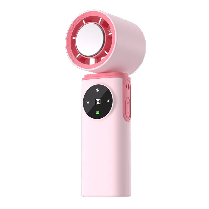 Portable Handheld Fan with Ice Cooling, 199 Levels Stepless Speed,Rechargeable Personal Mini Fan for Travel, Outdoor, Makeup Vue Pink