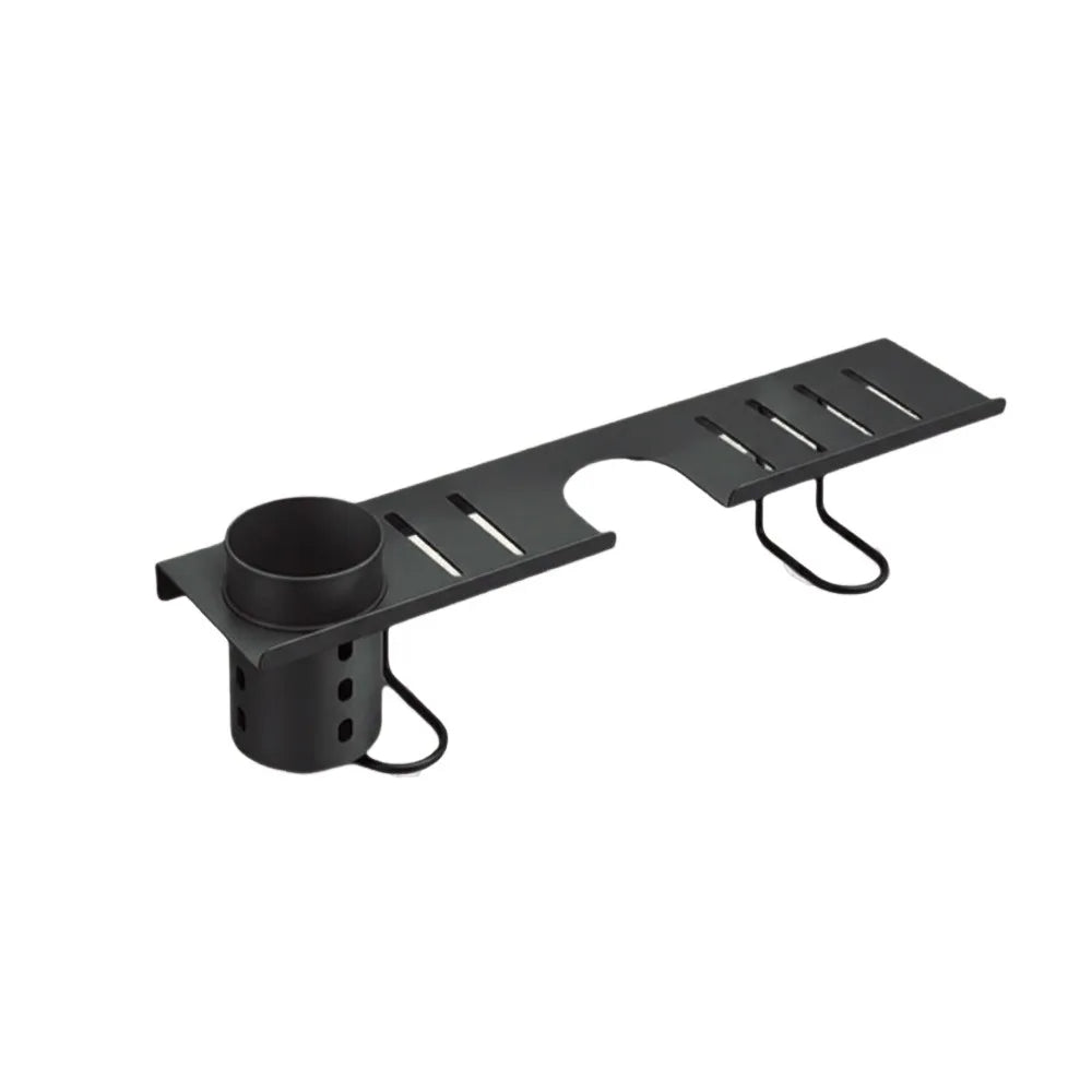 Carbon Steel Bathroom Storage Rack Hollow Out Water Drainage Vertical Faucet Storage Rack Large Capacity Space Saving Vue Grey