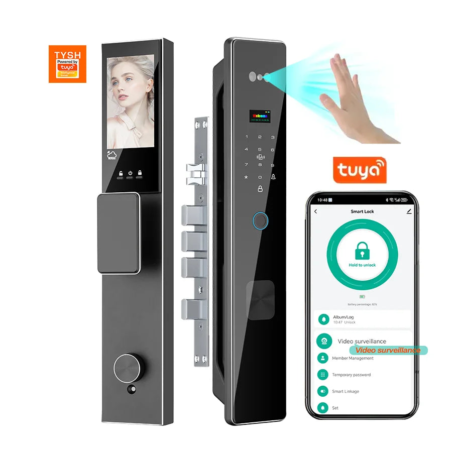 Tuya WiFi 3D Face Recognition Digital Fingerprint Lock With Two-way Audio WiFi Camera Video Call APP Remote Unlock Vue Wifi Face