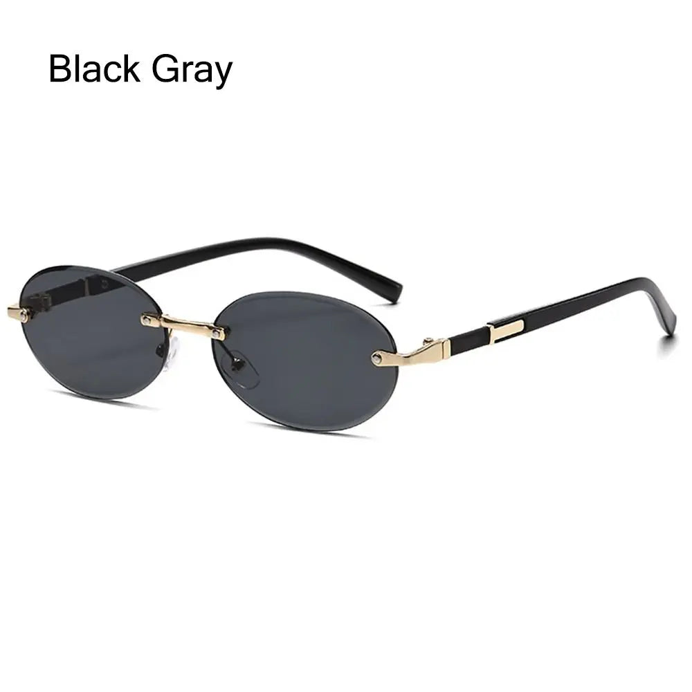 Vintage Cut-edge Oval Frame Sunglasses Frameless Street Punk Shades