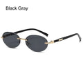 Vintage Cut-edge Oval Frame Sunglasses Frameless Street Punk Shades