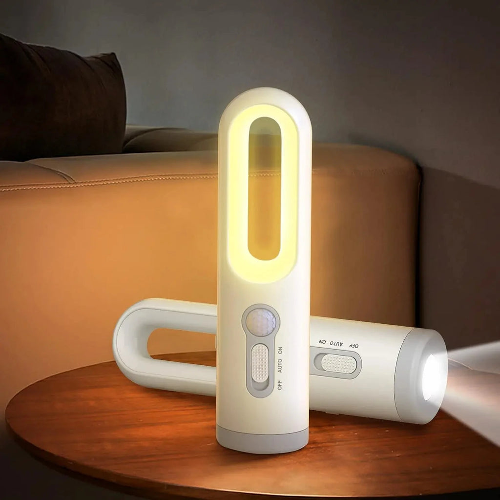 LED Motion Sensor Night Light 2 in 1 Portable Flashlight with Dusk to Dawn Sensor for Bedroom, Bathroom, Reading, Camping Vue