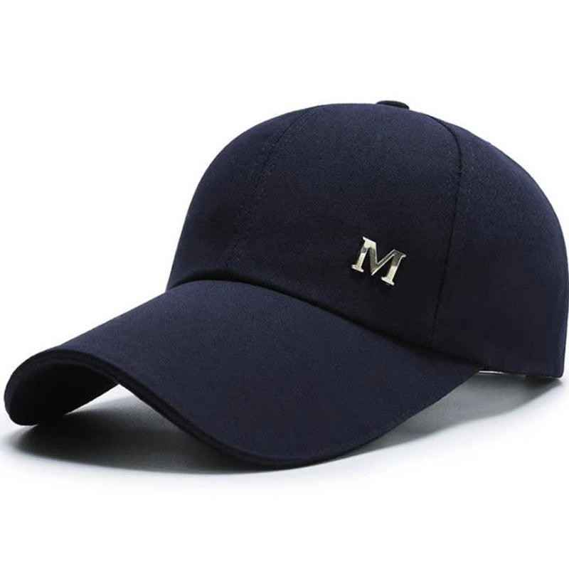 Men Women Baseball Cap Summer Cotton Hat Snapback Hip-Hop Cap Adult Sport Sun Hat Casual Long Brim Sunscreen Golf Cap Vue Navy blue
