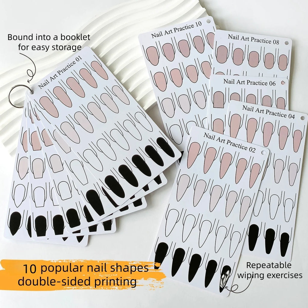 Nail Art Practice Card PVC 10 Waterproof Beginner Nail Training and Learning Practice Card Vue