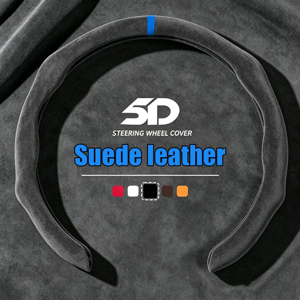 5D Sports Premium Non-slip Car Steering Wheel Booster Cover For BMW M Sport G30 G02 X5 F40 F41 G82 M4 Soft Suede Car Interior Vue