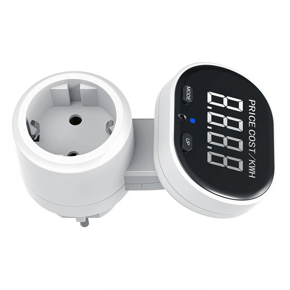 EU Plug Large Screen Rotatable Power Meter Socket 16A 3680W High Power Energy Monitor Billing Outlet 230V 50Hz Metering Socket Vue