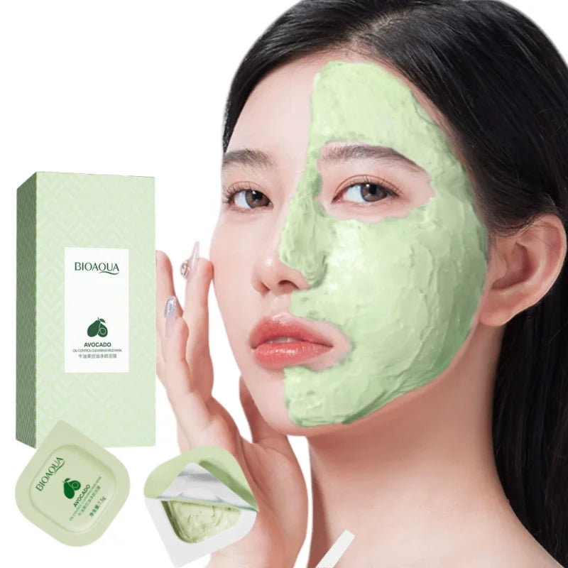 1 Box of 8 Avocado Cleansing Masks, Containing Extracts of Avocado, Aloe Vera and Other Skin-Beneficial Plants, Cleanses and Moisturizes the Skin, Individually Packaged for Convenience, Clean and Hygienic, Suitable for Those Vue