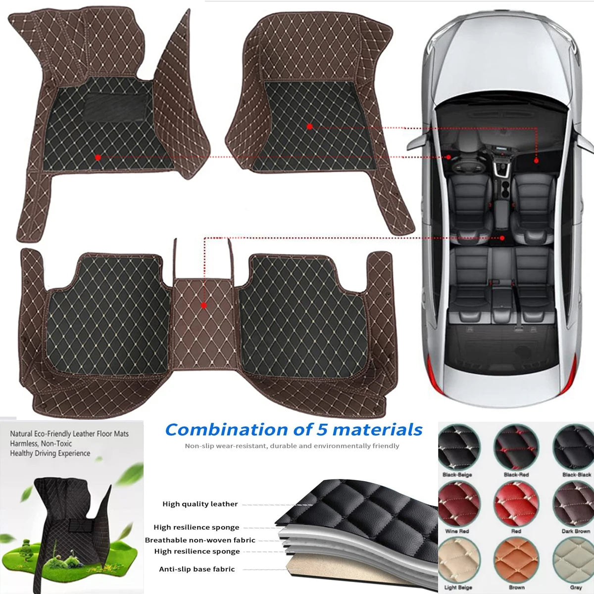 Custom Car Floor Mats For Renault Koleos Auto Carpets Foot Coche Accessorie Floor Liners Vue C-coffee black 2018-2023