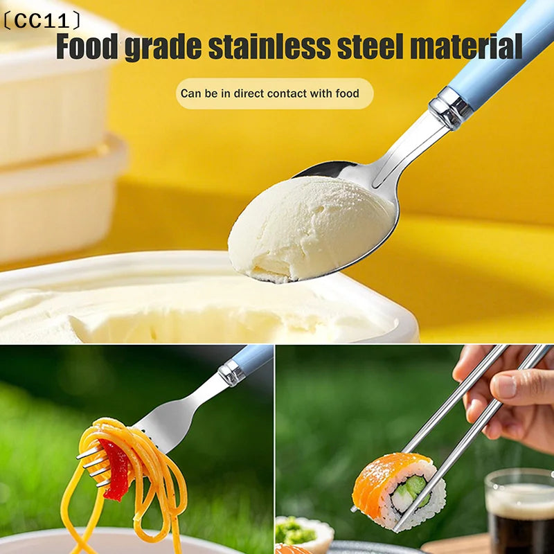 Stainless Steel Portable Cutlery Outdoor Camping Fork Spoon