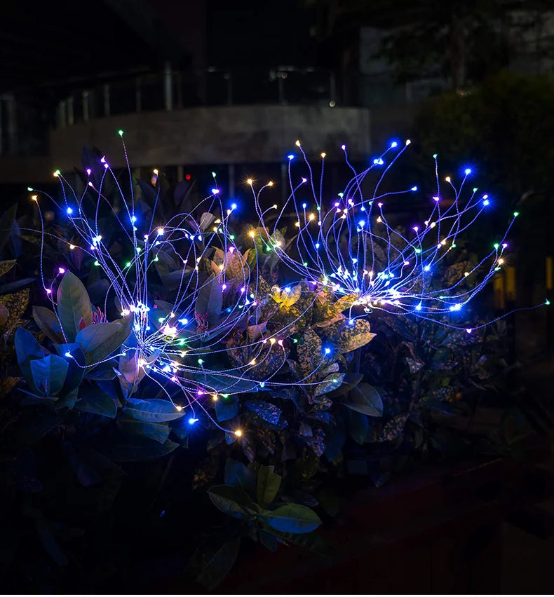 LED Solar Firework Lights Garden Decoration Fairy Lights Waterproof Outdoor Dandelion Lawn Lamp for Garden Landscape Lawn Decor Vue Multicolor 3pcs