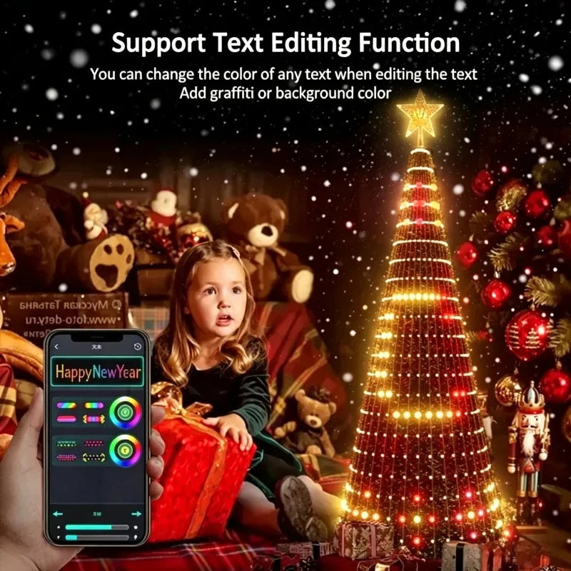 Christmas Star Tree Lights RGB LED, Bluetooth APP Controlled Fairy Lights with Remote Control Timer for Xmas Home Decoration Vue