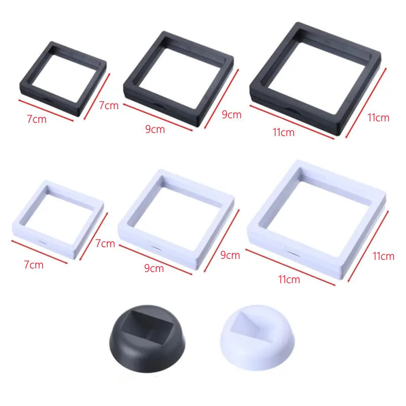 10pcs Square 3D Floating Jewelry Coin Shells Gems Minerals Rocks Specimen Display Frame Holder Box Case Stand Home Decoration Vue