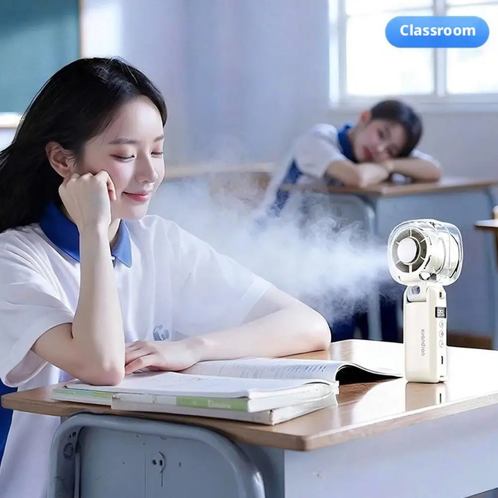 2026 Portable Outdoor High-speed Spray Handheld Fan Spray Electric Fan Wind Regulation Ice Cooling Fan Summer Cooling Artifact Vue