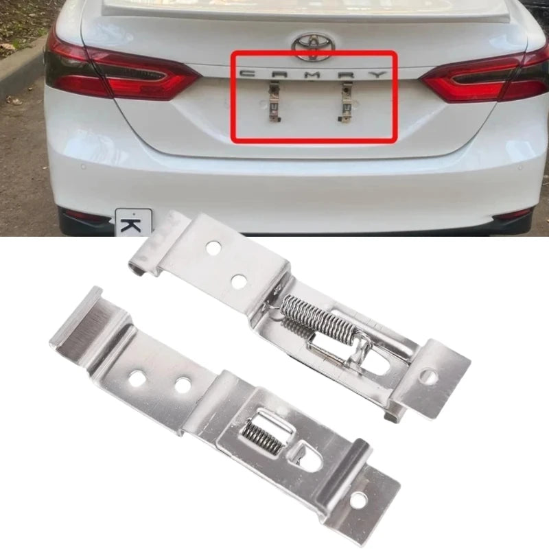 Trailer Number Plate Clips 2PCS,Rectangular Car License Plate Spring Loaded Stainless Steel Bracket Cars Frame Holder Clamps Vue