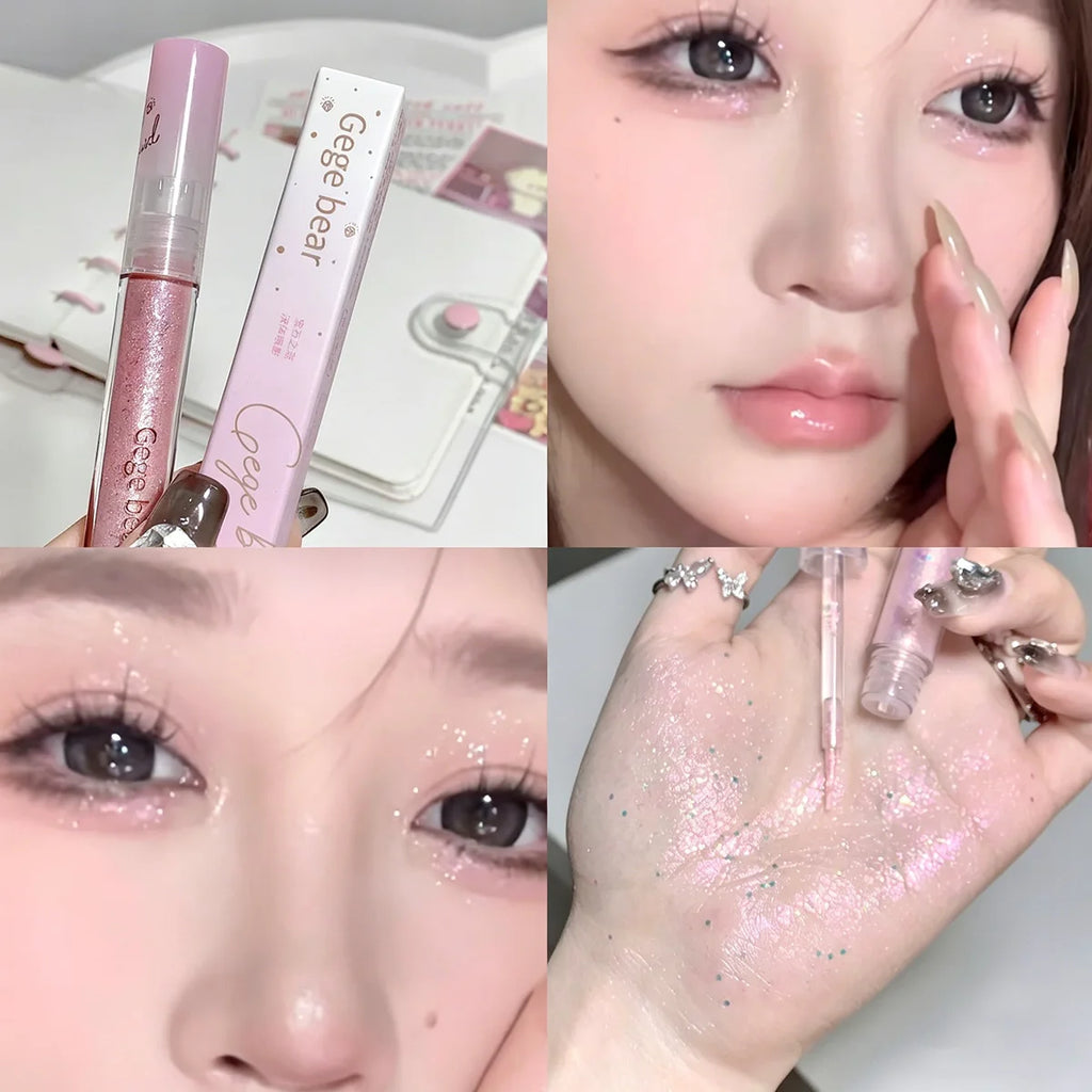 Gege Bear Gem Tear Liquid Eyeshadow Quick Dry Long Lasting No Smudge Sparkling Brightening Eye Makeup Vue