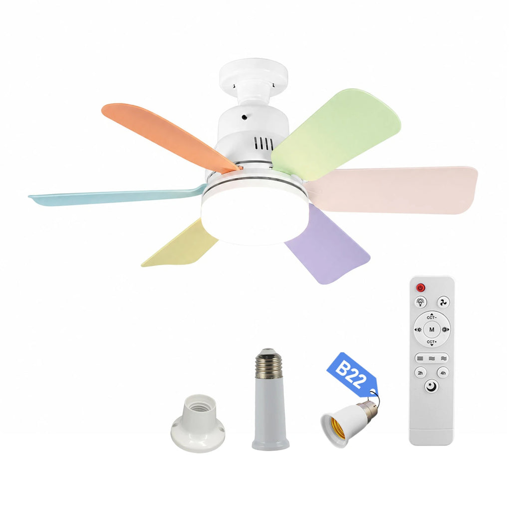 LED 3 Color Stepless Dimming Fan Light with Remote Control E27 Socket Ceiling Fan Light for Living Room Study Household Use Vue Multi Crystal Shade China Mainland