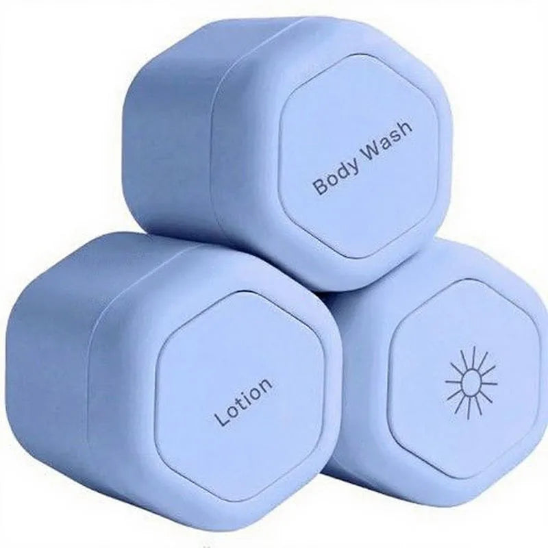 Magnetic Travel Jars Set – BPA-Free Silicone Skincare Containers Travel Cosmetic Containers Vue Blue