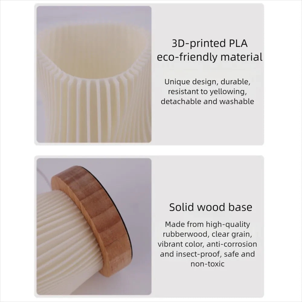 Dimmable 3D Pleated Table Lamp Atmosphere Lamp 3 Color INS Minimalist LED Desk Lamp Eye Protection Home Decoration Bedside Lamp Vue
