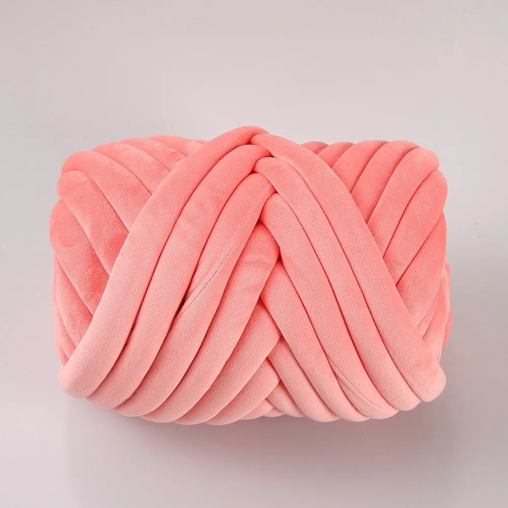 Bulky Diameter 3cm Thick Finger Loop Yarn Velvet 500g/Roll Chunky Yarn Hand Knitting Hand Woven Finger Circle Yarn Carpets Vue Baby Pink