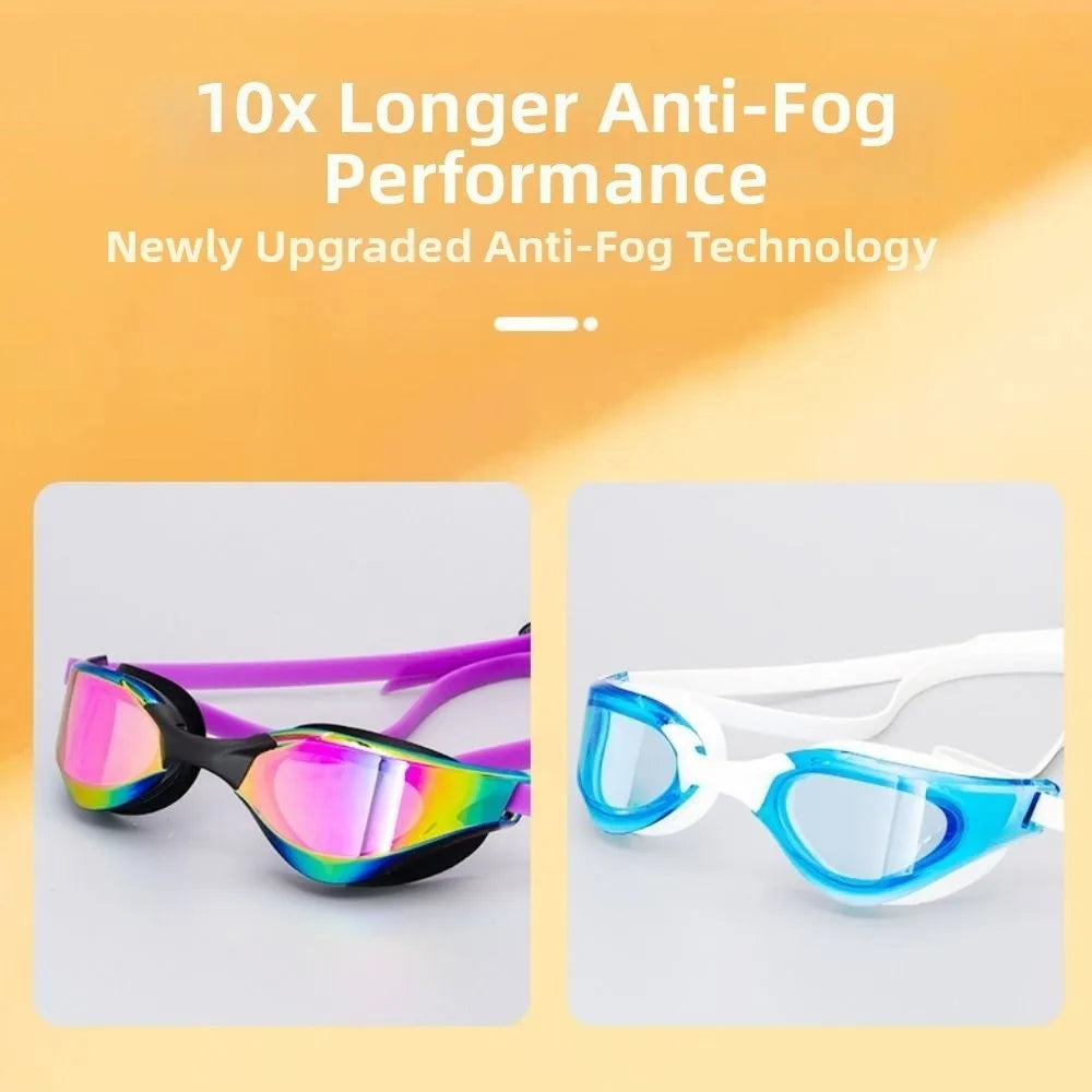 HD Vision Adult Swimming Goggles Adjustable Electroplated Anti-fog Diving Goggles UV Protection Wide View Waterproof Eyewear Vue