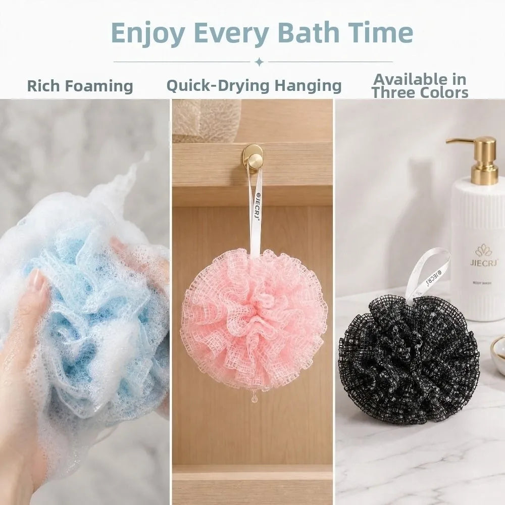 Soft Exfoliating Back Scrubber Household Dead Skin Remover Bath Towel with Bath Flower Reusable Double Loop Back Shower Strap Vue