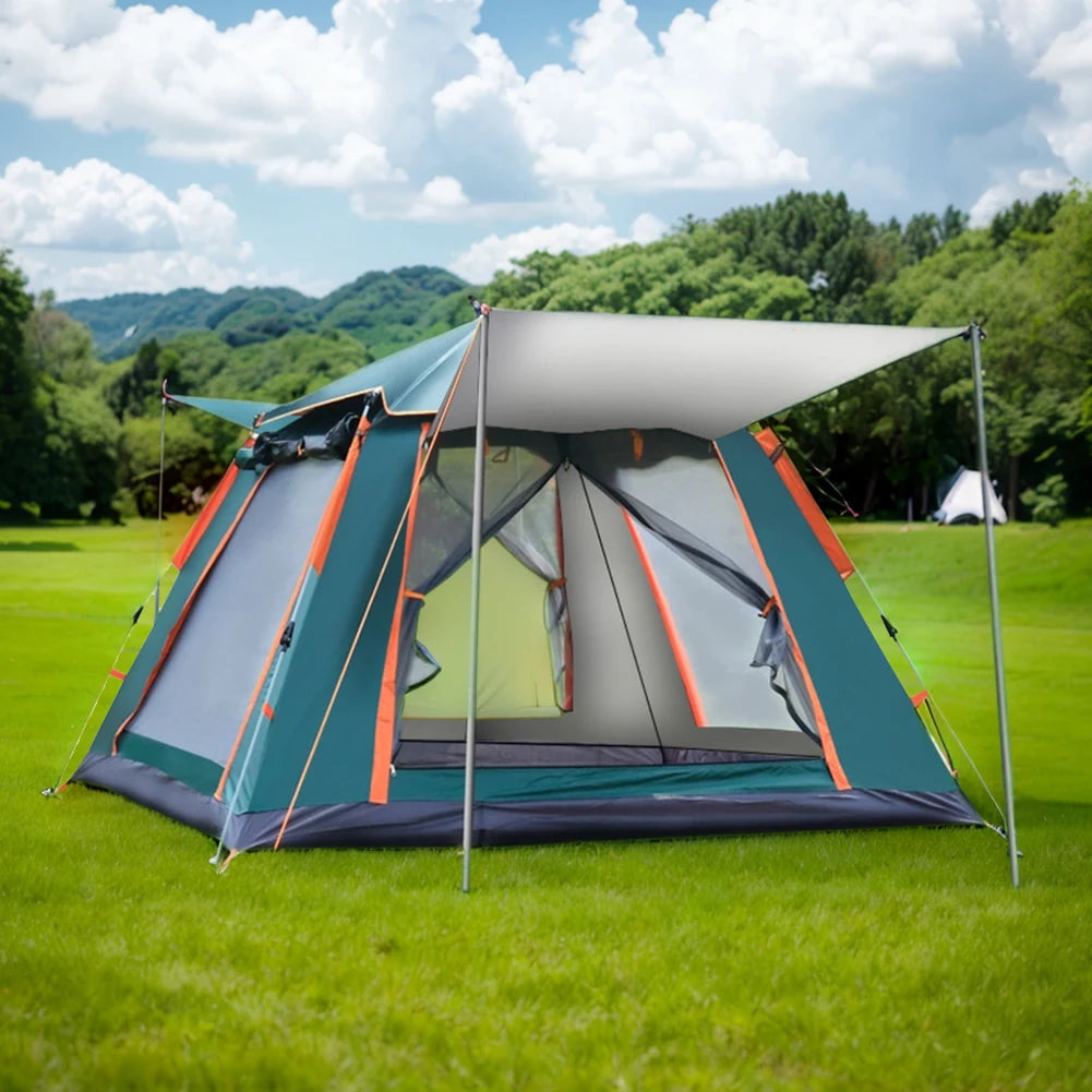 Automatic Quick Open Tent with Canopy Automatic Camping Tent Sun-Protection Portable Hexagonal Tent for Family 3-4/4-6 People Vue