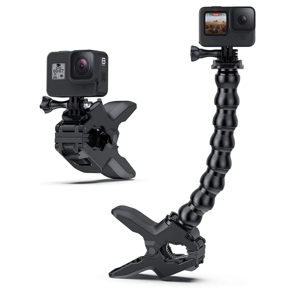8 Joints Jaws Flex Clamp Mount Adjustable Gooseneck Mount for GoPro Hero 12 11 10 9 8 7 6 5 4 Session Insta 360 DJI Cameras Vue