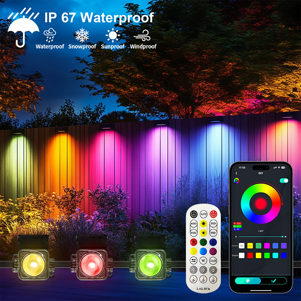 Permanent Outdoor Eaves Light Black 300FT 180LEDs Bluetooth APP DIY RGB IC Light String Suitable For Christmas Eaves Party Light Vue